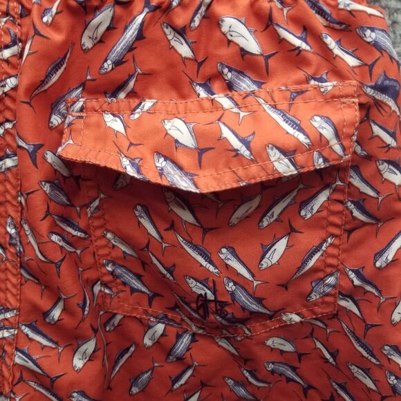 Guy Harvy Men's S Fish Animal Print Orange Trunks Swimwear 25" 6.25" 11.25" - Picture 7 of 8